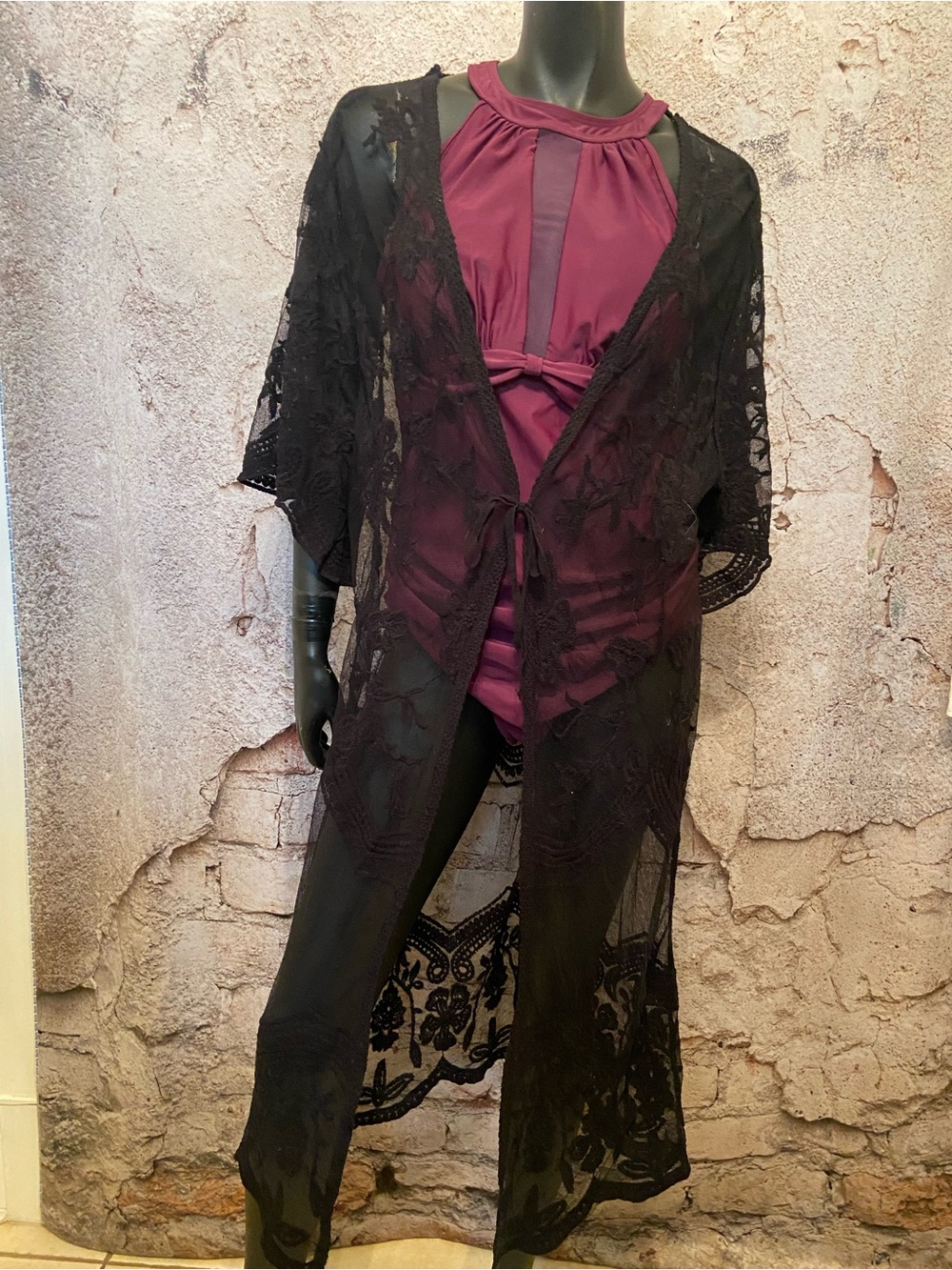 Black Lace Bathing Suit Cover or Duster